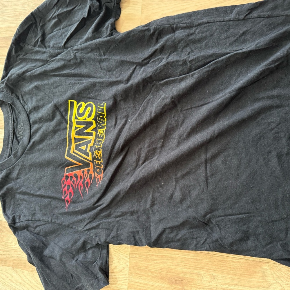 Vans Black Tee with Yellow and Red Logo